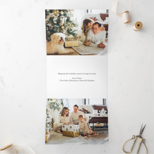 全パーソナライズされたてのクリスマスを楽しカラフルむ 三つ折りクリスマスカード (内部)