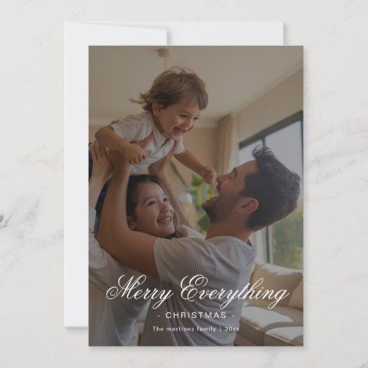 全パーソナライズされたメリー家族クリスマスカー シーズンカード (正面)