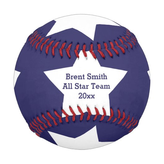 全パーソナライズされた星 野球ボール (裏面)