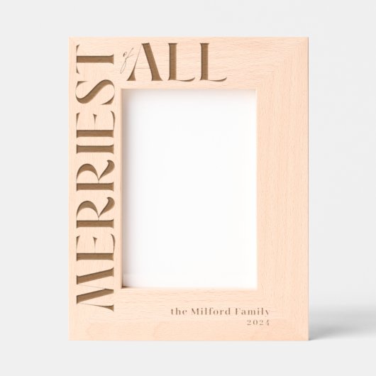 全メリークリスマスの家族の名前 レーザー彫刻フレーム (正面)