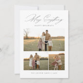 全メリー家族素朴3写真クリスマス シーズンカード (正面)