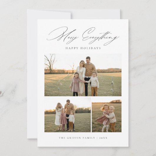 全メリー家族素朴3写真クリスマス シーズンカード (正面)