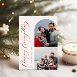 全メリー2 Photo Family シーズンカード<br><div class="desc">すべてメリー、アーチと正方形のフレーム、2フォトホリデーカード。機能、赤無地の色の背景。</div>