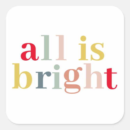 全モダンカラフル体が明るい |ハッピーホリデー スクエアシール (正面)