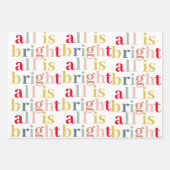 全モダンカラフル体が明るい |ハッピーホリデー ラッピングペーパーシート (正面)