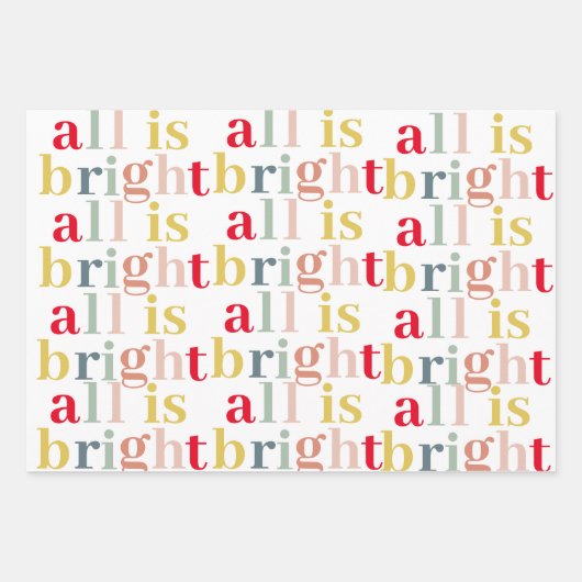 全モダンカラフル体が明るい |ハッピーホリデー ラッピングペーパーシート (正面)