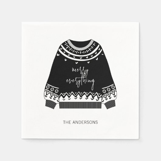 全モダンメリー体クリスマスセーター スタンダードカクテルナプキン (正面)