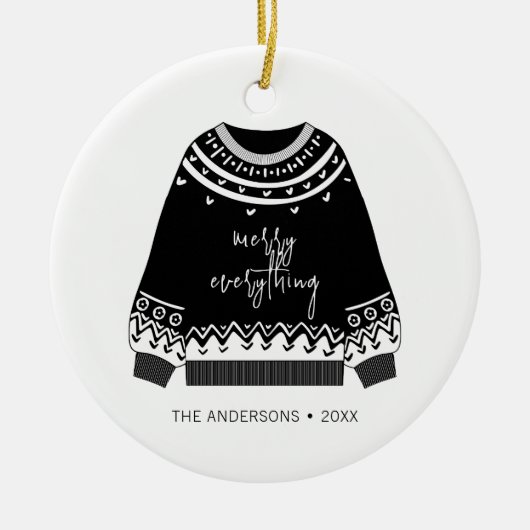全モダンメリー体クリスマスセーター セラミックオーナメント (正面)