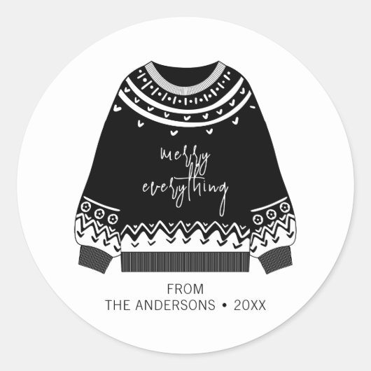 全モダンメリー体クリスマスセーター ラウンドシール (正面)