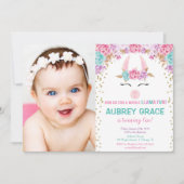 全ラマおもしろいの女の子の誕生日パーティーの写真 招待状 (正面)