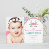 全ラマおもしろいの女の子の誕生日パーティーの写真 招待状 (スタンド正面)