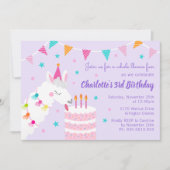 全ラマおもしろいケーキ第3バースデーパープル 招待状 (正面)