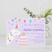 全ラマおもしろいケーキ第3バースデーパープル 招待状 (スタンド正面)