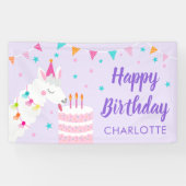 全ラマおもしろいケーキ第3バースデーパープル 横断幕 (横)