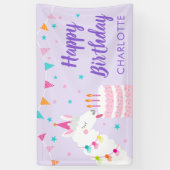 全ラマおもしろいケーキ第3バースデーパープル 横断幕 (縦)