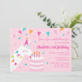 全ラマおもしろいケーキ第3バースデーピンク 招待状 (スタンド正面)