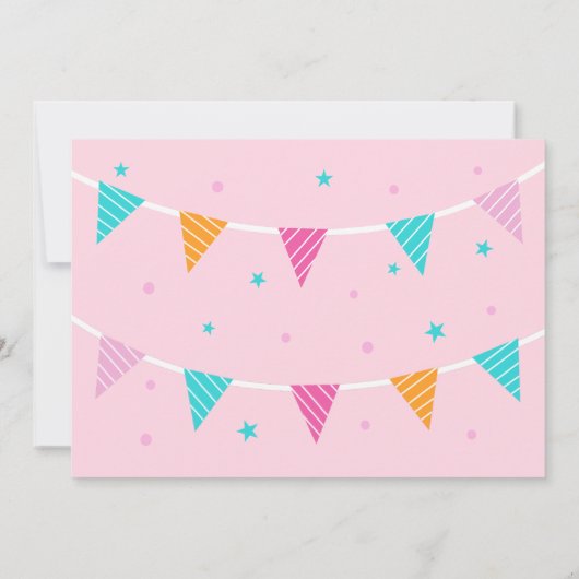 全ラマおもしろいケーキ第3バースデーピンク 招待状 (裏面)