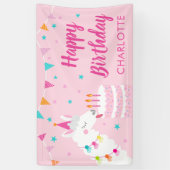 全ラマおもしろいケーキ第3バースデーピンク 横断幕 (縦)