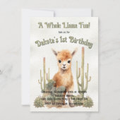 全ラマおもしろいターニングワン誕生日 招待状 (正面)