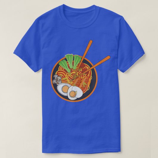 全ラーメン麺のラーメン丼グラフィックアート Tシャツ (デザイン正面)