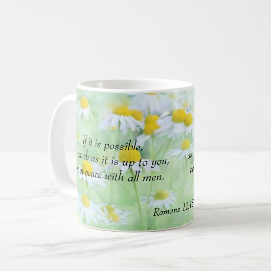 全ロマンの12:18の平和にあって下さい コーヒーマグカップ (正面左)
