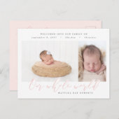 全世界の写真数々の誕生の発表 案内ポストカード (正面/裏面)