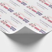 全乗客蒸気列車ピンクガール誕生日 ラッピングペーパー (角)