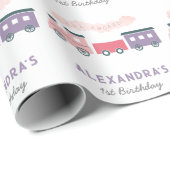 全乗客蒸気列車ピンクガール誕生日 ラッピングペーパー (ロールコーナー)