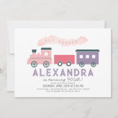 全乗客蒸気列車ピンクガール誕生日 招待状 (正面)