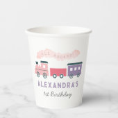 全乗客蒸気列車ピンクガール誕生日 紙コップ (正面)