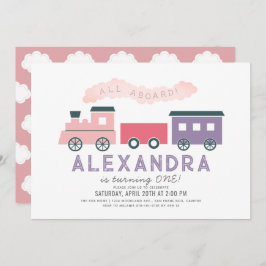 全乗客蒸気列車ピンクガール1st誕生日インビ 招待状