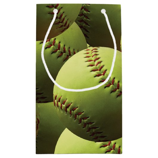 全体にわたって黄色いソフトボール スモールペーパーバッグ (裏面)