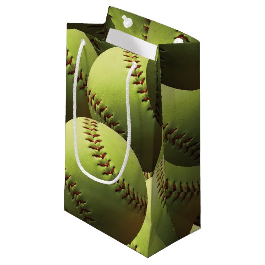 全体にわたって黄色いソフトボール スモールペーパーバッグ (正面アングル)