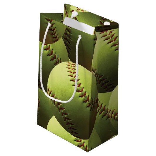 全体にわたって黄色いソフトボール スモールペーパーバッグ (裏面アングル)