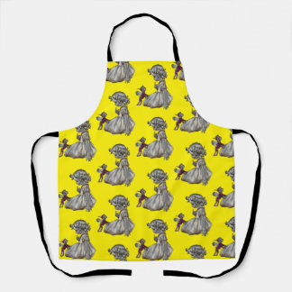 全体のプリント紫色の妖精&ガールエプロン エプロン