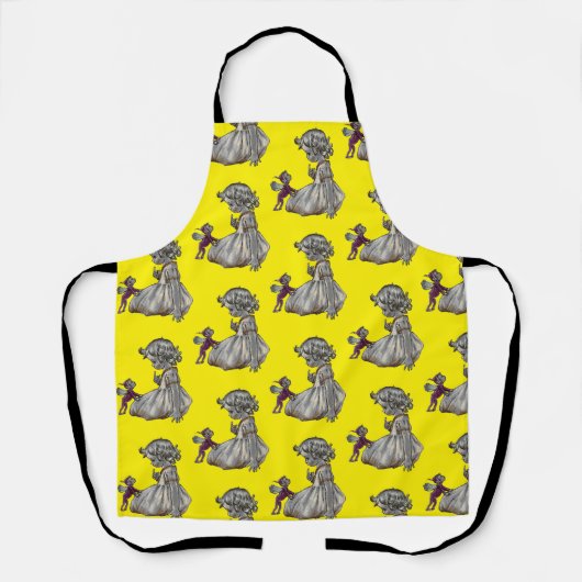 全体のプリント紫色の妖精&ガールエプロン エプロン (正面)