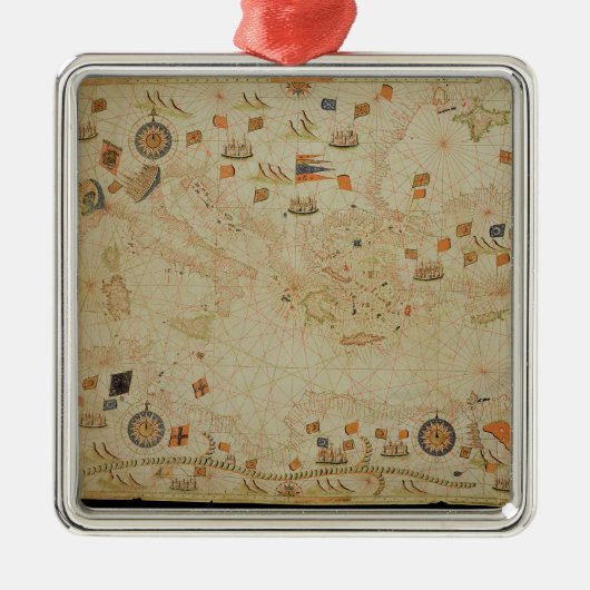 全体の地中海のな洗面器 メタルオーナメント (正面)