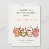 全体はっきりしたおもしろいラテコーヒー応援クリスマス シーズンカード (正面)