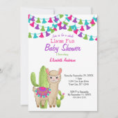 全体ラマおもしろいピンクパープルサボテン赤ちゃんシャワー 招待状 (正面)