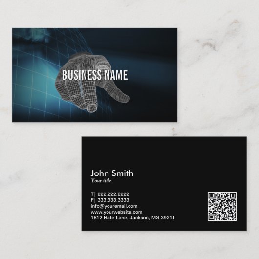 全体的なデジタル指のTouch QRコード 名刺 (正面/裏面)
