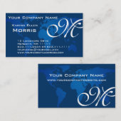 全体的な専門のエレガントで深く青い世界地図 名刺 (正面/裏面)