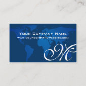 全体的な専門のエレガントで深く青い世界地図 名刺 (裏面)