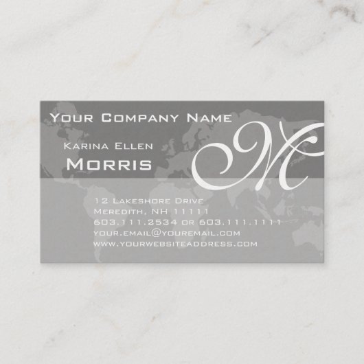 全体的な専門のエレガントなモノグラムの世界地図 名刺 (正面)