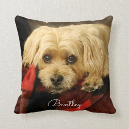 全写真枕|緑のプレイド クッション