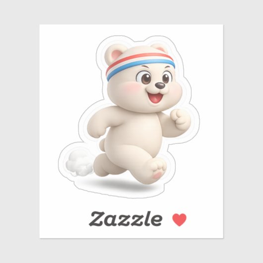 全力で走るクマのキャラクター シール (シート)