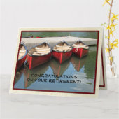 全員からのジャンボ退職おめでとう、カヌー カード (黄色い花)