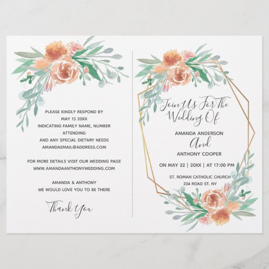 全員が1回の出欠、招待、披露宴、詳細 チラシ (正面)