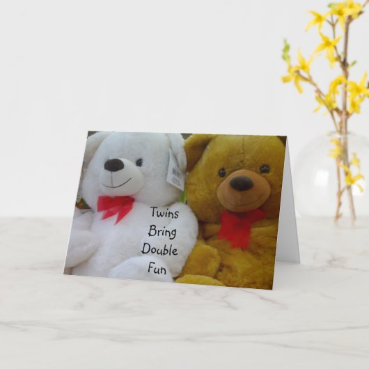 全員の双子のおもしろいの倍の誕生 カード (黄色い花)