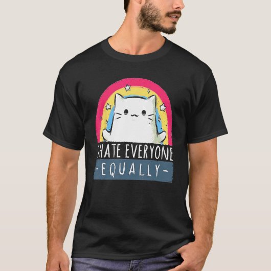 全員を等しく嫌う虹の猫 Tシャツ (正面)