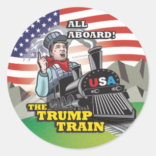 全員乗れ!トランプ列車!!ドナルド・トランプ米国#1! ラウンドシール